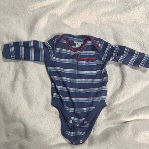 Carter's Navy Striped Bodysuit with Red Accents
